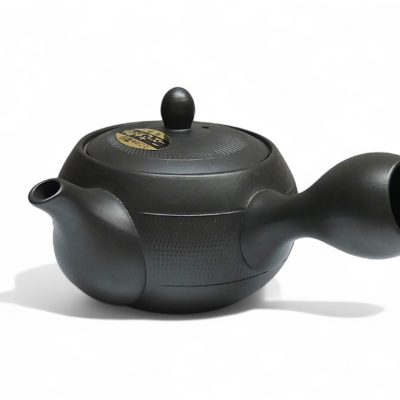 Théière japonaise traditionnelle Kyusu Tochiri en grès noir de Tokoname